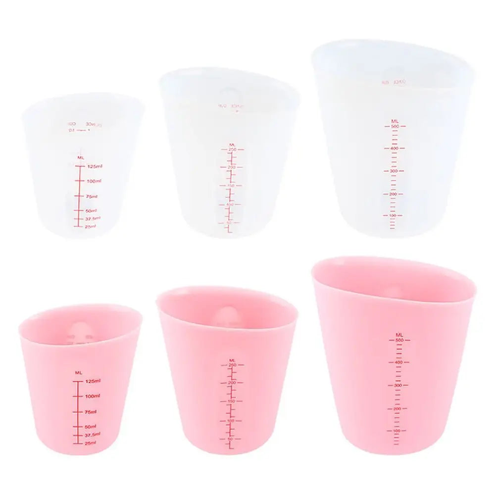 1Pcs Transparent Silicone Measuring Cup DIY Gypsum Plaster 125/250/500ml Epoxy Resin Glue Mixing Cup Heat Resistant with Scale