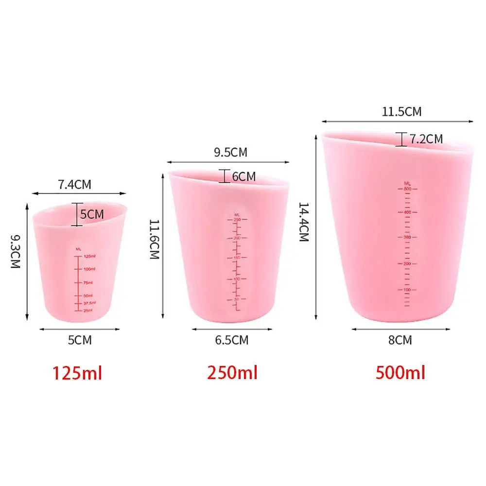 1Pcs Transparent Silicone Measuring Cup DIY Gypsum Plaster 125/250/500ml Epoxy Resin Glue Mixing Cup Heat Resistant with Scale